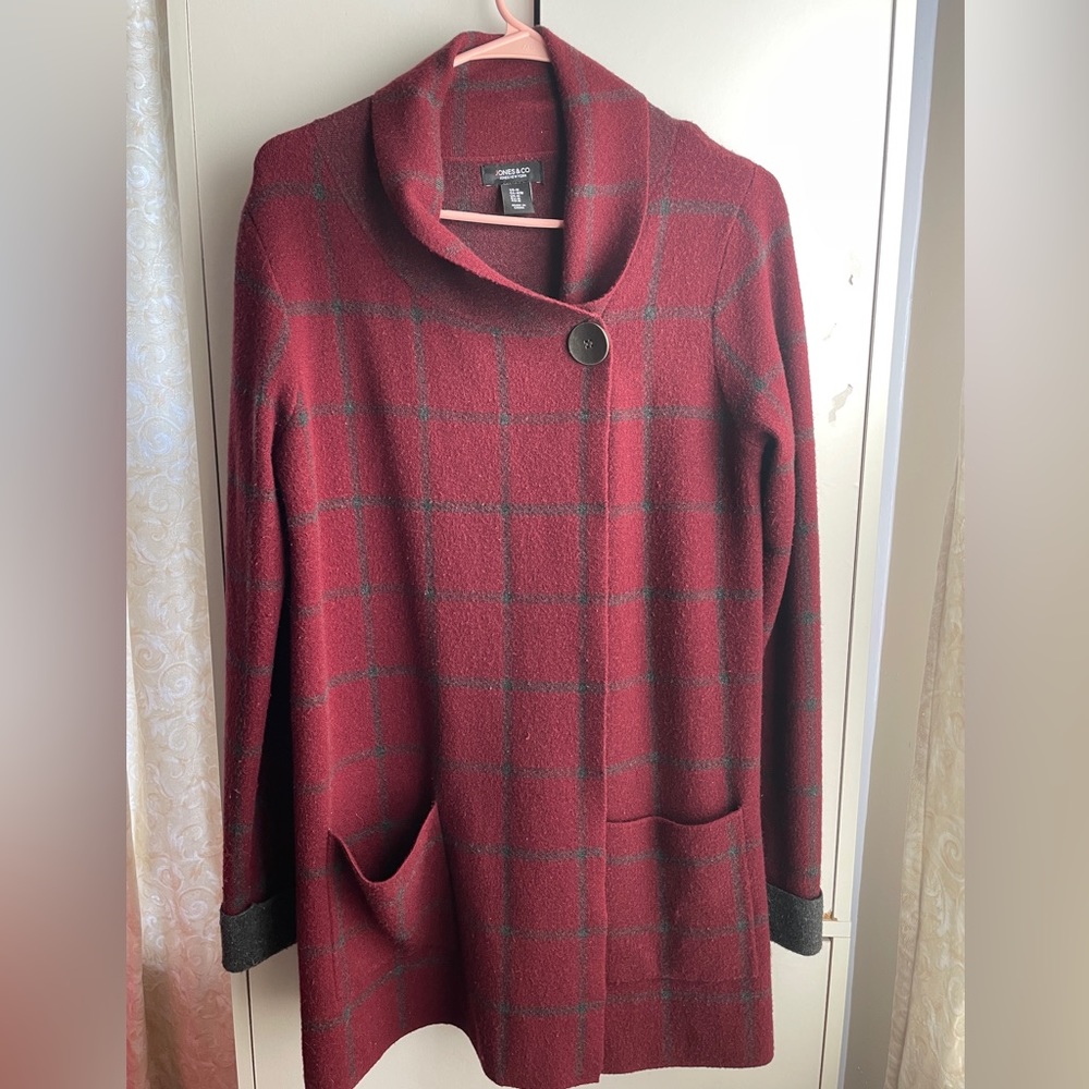 Jones New York Single Button Jacket burgundy/gray